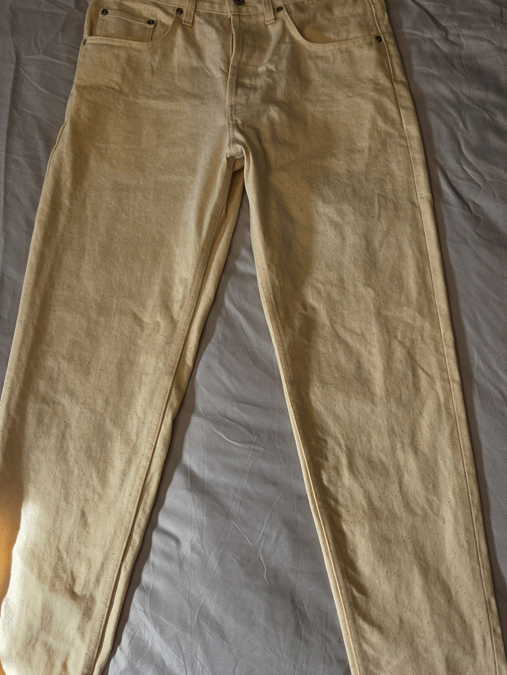 Naked & Famous Denim Cream High-Rise Jeans
